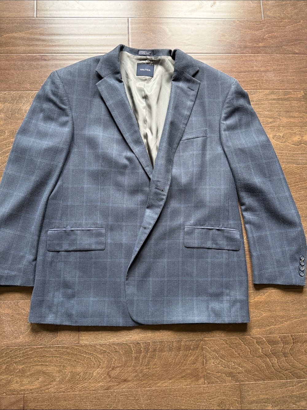 Nautica Navy Plaid Sport Coat with Subtle Check